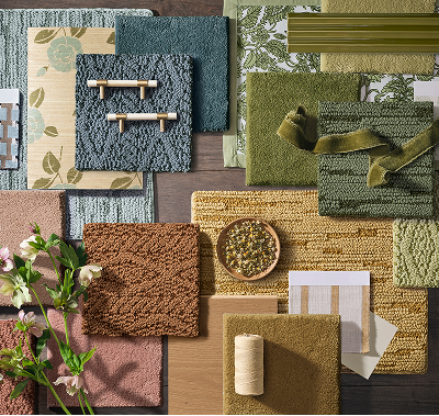 Flooring samples and design materials for a Calgary home renovation