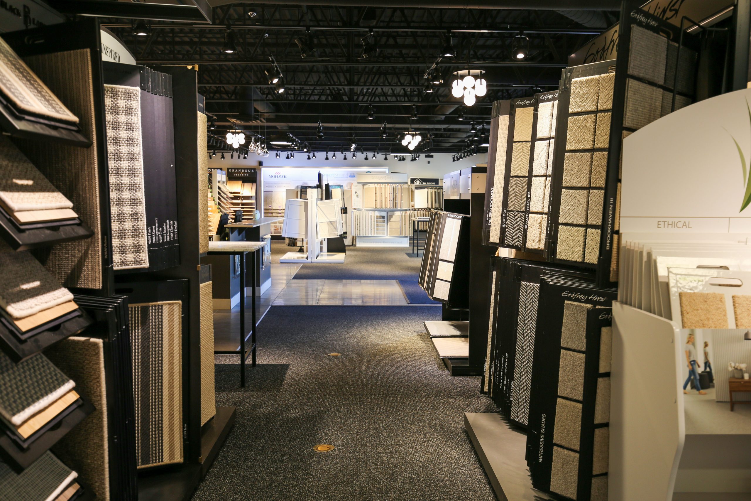 CDL Flooring showroom with flooring displays and product samples